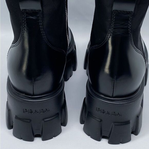 Prada Lug-Sole Tall Leather Combat Boots size 35 - Picture 7 of 16